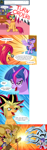 Size: 1272x4025 | Tagged: safe, artist:paradigmpizza, deleted from derpibooru, derpibooru import, twilight sparkle, twilight sparkle (alicorn), alicorn, pony, askturnorder, blue eyes ultimate dragon, exodia, female, mare, parody, seto kaiba, tumblr, turn order, yu-gi-oh!, yugi muto