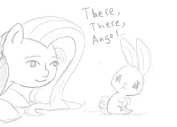 Size: 500x357 | Tagged: angel bunny, derpibooru import, fluttershy, le lenny face, safe, sketch, this will end in tears and/or death