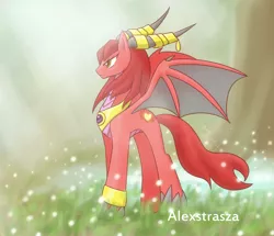Size: 900x775 | Tagged: alexstrasza, artist:howxu, derpibooru import, dracony, female, horn, horn ring, horns, mare, ponified, safe, solo, warcraft