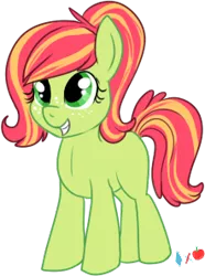 Size: 221x297 | Tagged: safe, artist:lulubell, derpibooru import, oc, oc:serendipity, unofficial characters only, earth pony, pony, magical lesbian spawn, next generation, offspring, parent:applejack, parent:rarity, parents:rarijack, simple background, transparent background