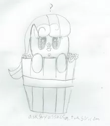 Size: 1247x1433 | Tagged: safe, artist:2shyshy, derpibooru import, junebug, 30 minute art challenge, basket, bucket, flower, traditional art