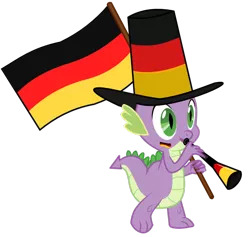 Size: 918x870 | Tagged: artist:isegrim87, derpibooru import, flag, football, germany, hat, musical instrument, safe, simple background, solo, spike, transparent background, vector, vuvuzela