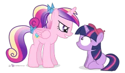 Size: 1200x700 | Tagged: artist:dm29, derpibooru import, duo, filly, hat, princess cadance, safe, simple background, the fairly oddparents, timmy turner, transparent background, twilight sparkle, vicky, voice actor joke