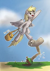 Size: 1556x2200 | Tagged: safe, artist:distoorted, derpibooru import, derpy hooves, pegasus, pony, bag, female, letter, mail, mailbag, mailbox, mare, solo