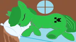 Size: 901x503 | Tagged: artist:katcreeper, artist:spongewika, creeper, derpibooru import, hooves, katherine creeper, oc, safe, sleeping, sleepy, unofficial characters only, window