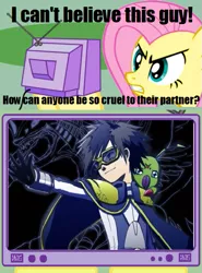 Size: 445x600 | Tagged: derpibooru import, digimon, digimon adventure 02, exploitable meme, fluttershy, ken ichijouji, safe, tv meme, wormmon