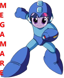 Size: 683x820 | Tagged: artist:bucky, capcom, crossover, derpibooru import, megaman, megamare, safe, simple background, solo, text, transparent background, twilight sparkle