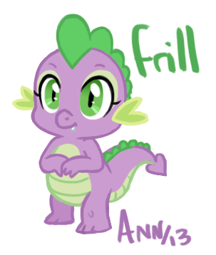 Size: 303x358 | Tagged: safe, artist:theraspberryfox, derpibooru import, spike, barb, frill, rule 63, solo