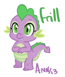 Size: 303x358 | Tagged: safe, artist:theraspberryfox, derpibooru import, spike, barb, frill, rule 63, solo