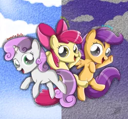 Size: 1639x1527 | Tagged: apple bloom, artist:the-butch-x, cutie mark crusaders, safe, scootaloo, sweetie belle