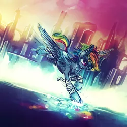 Size: 800x800 | Tagged: safe, artist:syntactics, derpibooru import, rainbow dash, fractured loyalty, solo