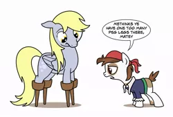 Size: 943x639 | Tagged: safe, artist:topgull, derpibooru import, derpy hooves, pipsqueak, pegasus, pony, amputee, female, garfield, halloween adventure, joke, mare, peg leg, pirate, pirate derpy, prosthetic leg, prosthetic limb, prosthetics, reference