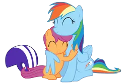 Size: 7495x5000 | Tagged: absurd resolution, artist:rubez2525, derpibooru import, helmet, hug, rainbow dash, safe, scootaloo, scootalove, simple background, sleepless in ponyville, transparent background, vector