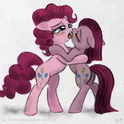 Size: 800x800 | Tagged: artist:kp-shadowsquirrel, colored, derpibooru import, drool, female, kissing, lesbian, pinkamena diane pie, pinkiemena, pinkie pie, selfcest, sloppy kissing, suggestive