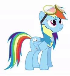 Size: 857x933 | Tagged: safe, artist:duduam, derpibooru import, rainbow dash, pegasus, pony, female, goggles, hooves, mare, simple background, solo, vector, white background, wings, wonderbolt trainee uniform