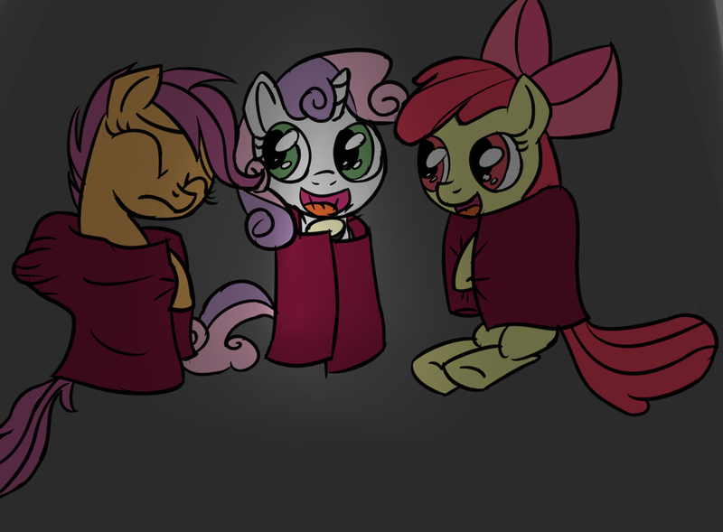 Size: 1280x943 | Tagged: 30 minute art challenge, apple bloom, artist needed, blanket, derpibooru import, safe, scootaloo, sweetie belle