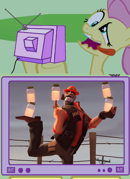 Size: 560x767 | Tagged: safe, derpibooru import, fluttershy, human, pony, derp, exploitable meme, faic, fuck shit sound.video, gmod, jar, jarate, mentally defective sniper, pee in container, sniper, team fortress 2, tv meme, urine