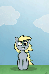 Size: 604x906 | Tagged: safe, artist:distoorted, derpibooru import, derpy hooves, pegasus, pony, animated, female, frame by frame, jumping, mare, pronking, solo