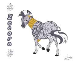 Size: 1341x1091 | Tagged: artist:vanycat, derpibooru import, ear piercing, earring, female, hoers, horse, jewelry, leg rings, looking back, mare, neck rings, piercing, realistic, realistic horse legs, safe, simple background, solo, transparent background, zebra, zecora