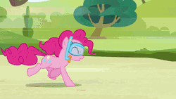 Size: 500x281 | Tagged: safe, derpibooru import, screencap, pinkie pie, earth pony, pony, too many pinkie pies, animated, blowing, female, floaty, goggles, jumping, mare, pool toy, rubber duck, snorkel, solo, splash, splashing, swimming, wet mane