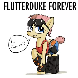 Size: 800x800 | Tagged: artist:docwario, crossover, derpibooru import, duke nukem, duke nukem forever, fluttershy, safe