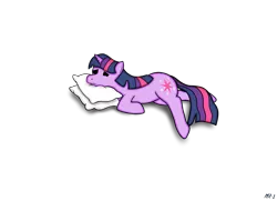 Size: 2533x1837 | Tagged: artist:mr-1, derpibooru import, lying down, pillow, safe, simple background, solo, tired, transparent background, twilight sparkle