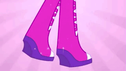 Size: 639x360 | Tagged: safe, derpibooru import, screencap, twilight sparkle, equestria girls, equestria girls (movie), animated, bedroom eyes, boots, clothes, dress, fall formal outfits, high heel boots, sparkles