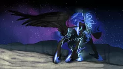 Size: 1920x1080 | Tagged: armor, artist:kittehkatbar, derpibooru import, night, nightmare moon, safe, stars, unshorn fetlocks