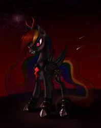 Size: 1186x1500 | Tagged: artist:myhysteria, corrupted, derpibooru import, evil, fangs, nightmare rainbow dash, nightmarified, rainbow dash, safe