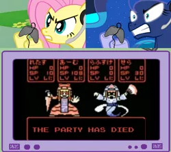 Size: 900x800 | Tagged: border of extacy, derpibooru import, exploitable meme, famicom, fluttershy, gamer luna, gamer meme, gamershy, meme, obligatory pony, princess luna, rpg, saigyouji yuyuko, semi-grimdark, touhou, tv meme, yakumo yukari