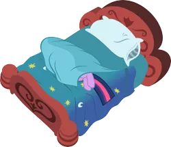 Size: 2686x2309 | Tagged: safe, artist:breadking, derpibooru import, twilight sparkle, pony, unicorn, lesson zero, bed, blanket, sheet, simple background, solo, transparent background, unicorn twilight, vector