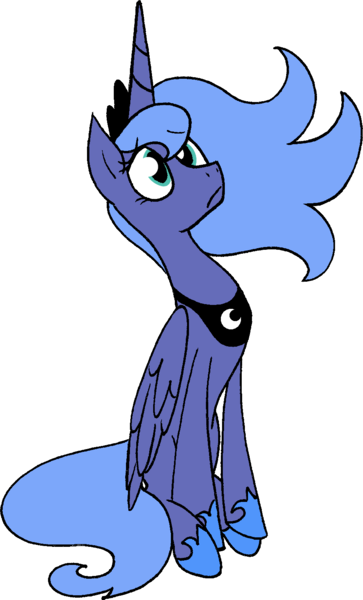 Size: 922x1523 | Tagged: artist:strangiesleepy, princess luna, s1 luna, safe, simple background, sitting, solo