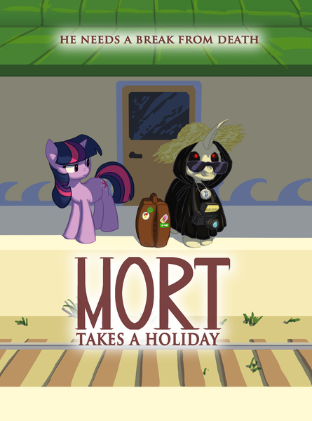 Size: 3400x4586 | Tagged: absurd resolution, artist:carnifex, crossover, derpibooru import, discworld, mort, mort takes a holiday, oc, safe, twilight sparkle