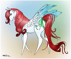 Size: 815x671 | Tagged: safe, artist:opalacorn, derpibooru import, paradise, pegasus, pony, bow, g1, simple background, solo, tail bow