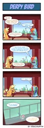 Size: 660x1914 | Tagged: 4koma, applejack, artist:reikomuffin, cider, comic, derp, derpibooru import, drunk, drunk aj, drunker dash, hatless, missing accessory, rainbow dash, safe