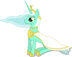 Size: 1024x819 | Tagged: safe, artist:negasun, derpibooru import, lyra heartstrings, pony, unicorn, alternate hairstyle, clothes, crown, dress, jewelry, peytral, princess, shoes, sitting, solo