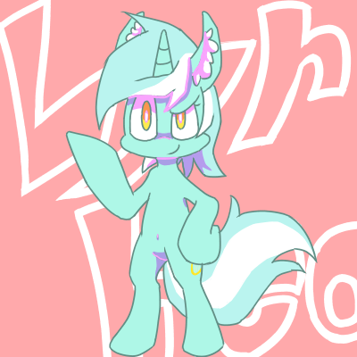 Size: 400x400 | Tagged: safe, artist:30clock, derpibooru import, lyra heartstrings, pony, unicorn, belly button, bipedal, ear fluff, pixiv, smiling, solo