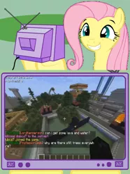 Size: 564x760 | Tagged: exploitable meme, fluttershy, fluttertree, griefing, minecraft, safe, team avolition, tv meme