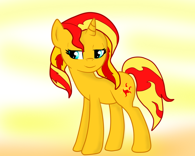 Size: 1280x1024 | Tagged: safe, artist:chromadraws, derpibooru import, sunset shimmer, pony, bedroom eyes, solo