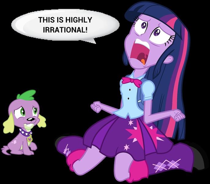 Size: 2000x1748 | Tagged: safe, derpibooru import, spike, twilight sparkle, dog, equestria girls, equestria girls (movie), black background, duo, exploitable meme, screaming, simple background, speech bubble, spike the dog, twiscream