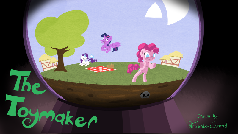 Size: 1280x720 | Tagged: safe, artist:phoenix-conrad, derpibooru import, pinkie pie, rarity, twilight sparkle, twilight sparkle (alicorn), alicorn, pony, friendship is witchcraft, crystal ball, female, mare, picnic, trapped