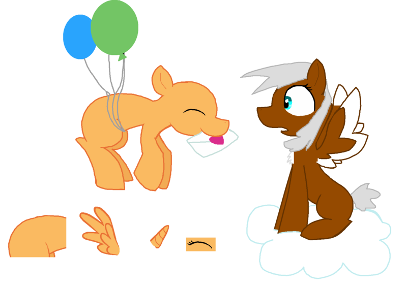 Size: 1695x1193 | Tagged: safe, artist:rongothepony, derpibooru import, oc, unofficial characters only, pegasus, pony, balloon, collaboration, letter, love, valentine
