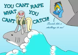 Size: 900x637 | Tagged: semi-grimdark, suggestive, artist:kiddysa-bunnpire, derpibooru import, perfect pace, ponified, pony, shark, unicorn, doctor who, female, imminent rape, imminent sex, jenny, mare, the master