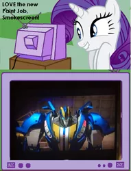 Size: 457x598 | Tagged: beast hunters, derpibooru import, exploitable meme, rarity, safe, smokescreen, transformers, transformers prime, tv meme