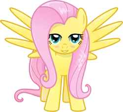 Size: 9906x9045 | Tagged: absurd resolution, artist:emberfiremane, bedroom eyes, blushing, derpibooru import, fluttershy, front view, looking at you, simple background, solo, spread wings, standing, suggestive, transparent background, vector, wingboner, wings
