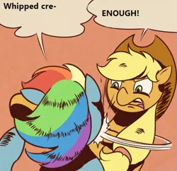 Size: 517x500 | Tagged: applejack, batman, meme, my parents are dead, rainbow dash, safe, seriously, whipped cream