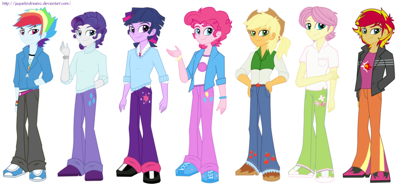 Size: 3972x1776 | Tagged: safe, artist:jaquelindreamz, derpibooru import, applejack, fluttershy, pinkie pie, rainbow dash, rarity, sunset shimmer, twilight sparkle, equestria girls, applejack (male), bubble berry, butterscotch, dusk shine, elusive, eqg promo pose set, equestria guys, humane seven, line-up, male, mane six, rainbow blitz, rule 63, sunset glare