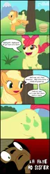 Size: 505x1755 | Tagged: apple bloom, applejack, artist:greywander87, comic, derpibooru import, dishonorapple, disowned, harsher in hindsight, hilarious in hindsight, pear, safe, that pony sure does hate pears