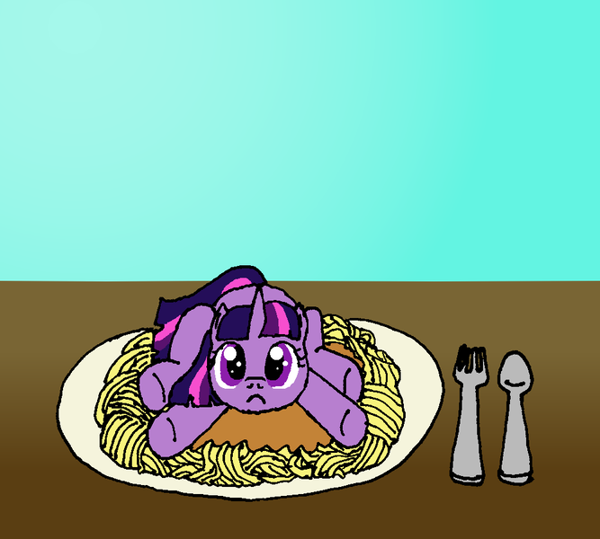 Size: 1000x900 | Tagged: artist:merkleythedrunken, derpibooru import, food, safe, solo, spaghetti, twilightlicious, twilight sparkle