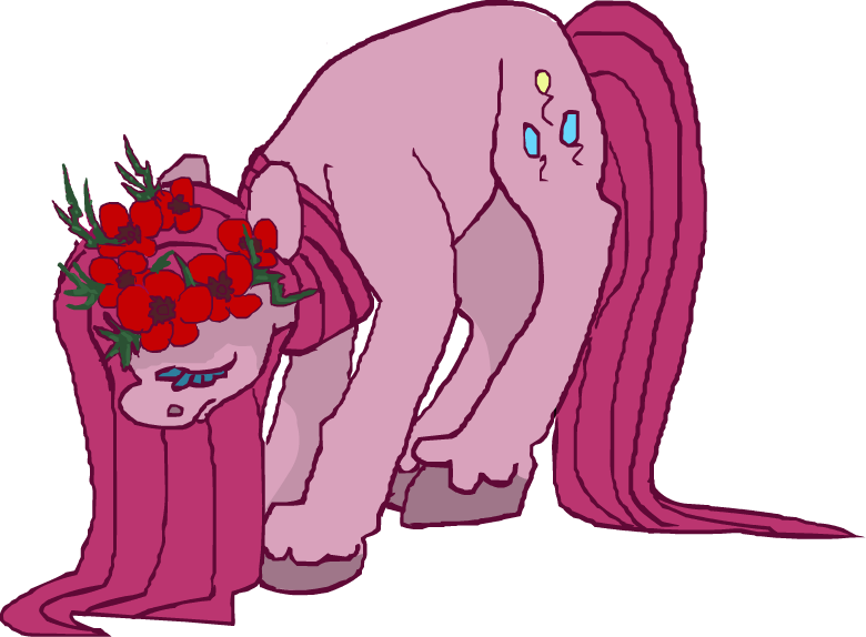 Size: 780x574 | Tagged: artist:weepysheep, depressed, eyelashes, floral head wreath, flower, flowerhorse, pinkamena diane pie, pinkie pie, sad, safe, solo, unshorn fetlocks